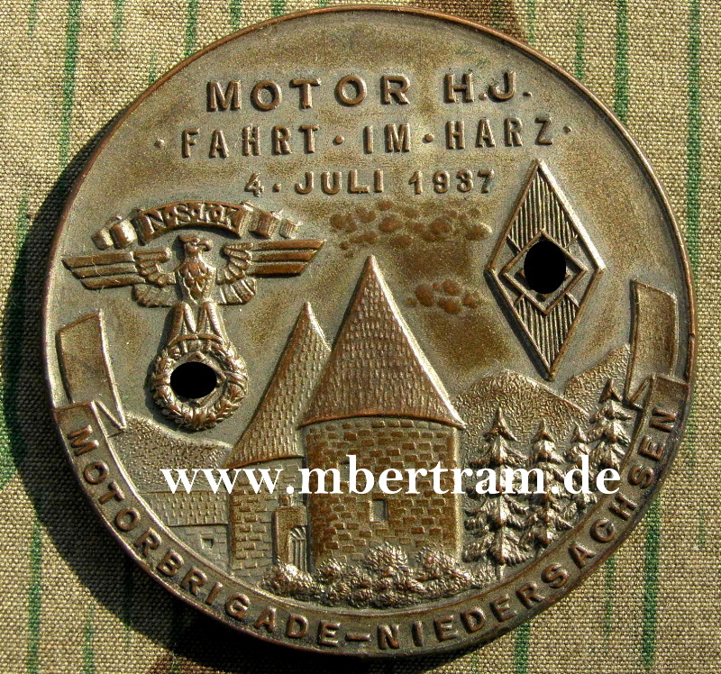 Medaille Motor HJ Harzfahrt 04.07.1937 - Motorbrig. Nieders.