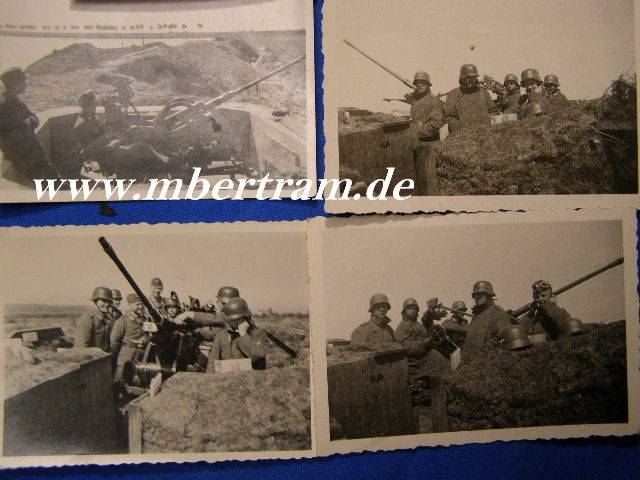 8 Fotos einer 20 mm Flugabwehrkanone Küstenbatterie
