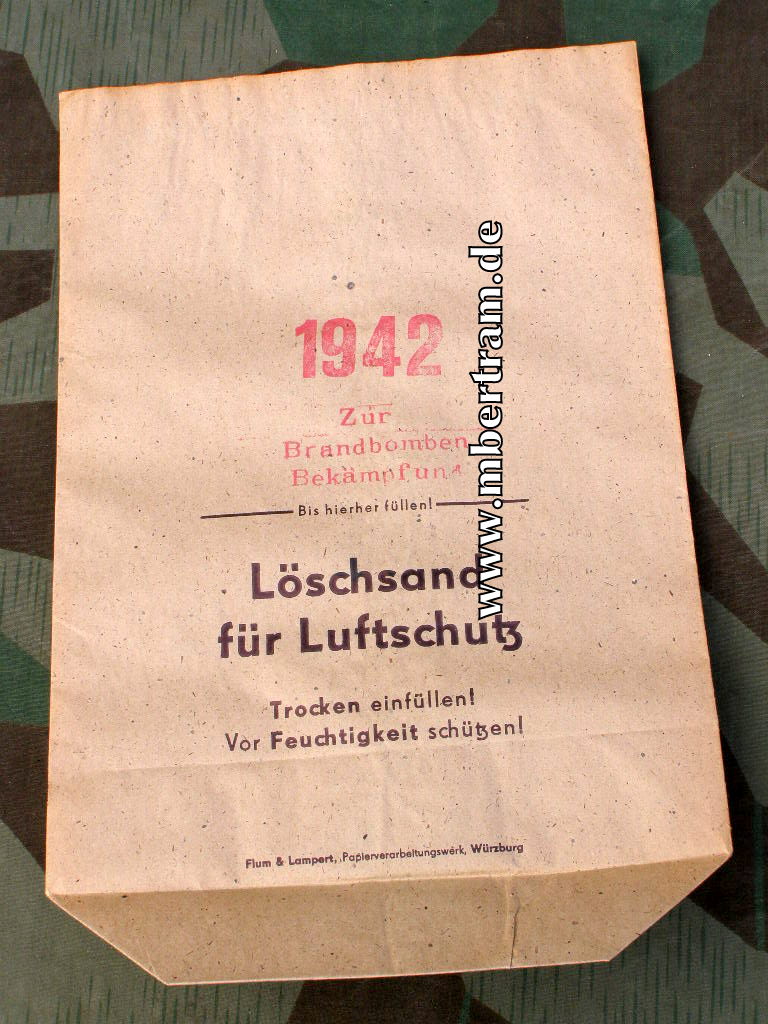 " Löschsand Luftschutz- Brandbomben Bekämpfung 1942 "