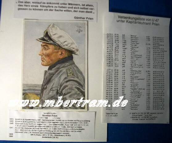 Originalsignatur Günther Prien, RK mit Eichenl., Kdt. U 47