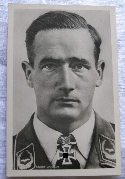Major Gollob ,Luftwaffe Ritterkreuzträger Portraitpostkarte