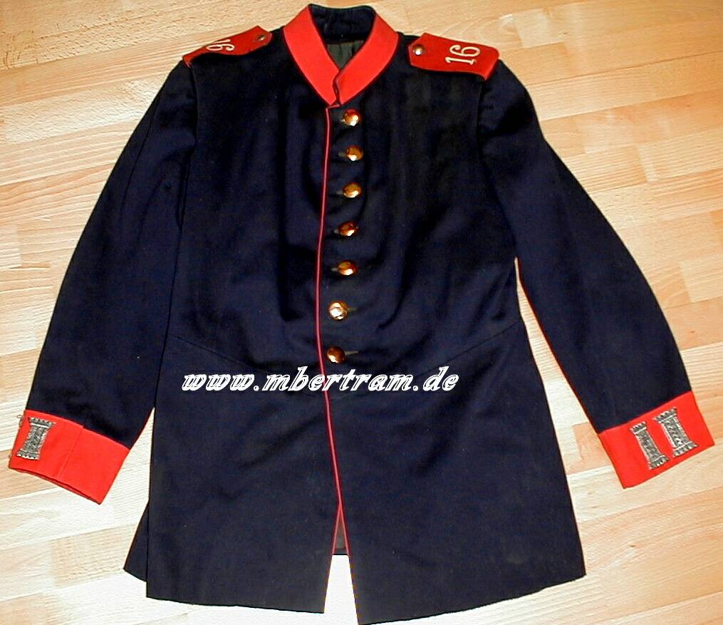 Waffenrock, Mannschaften Infanterie Rgt.16. um  1900, Deutsches Reich