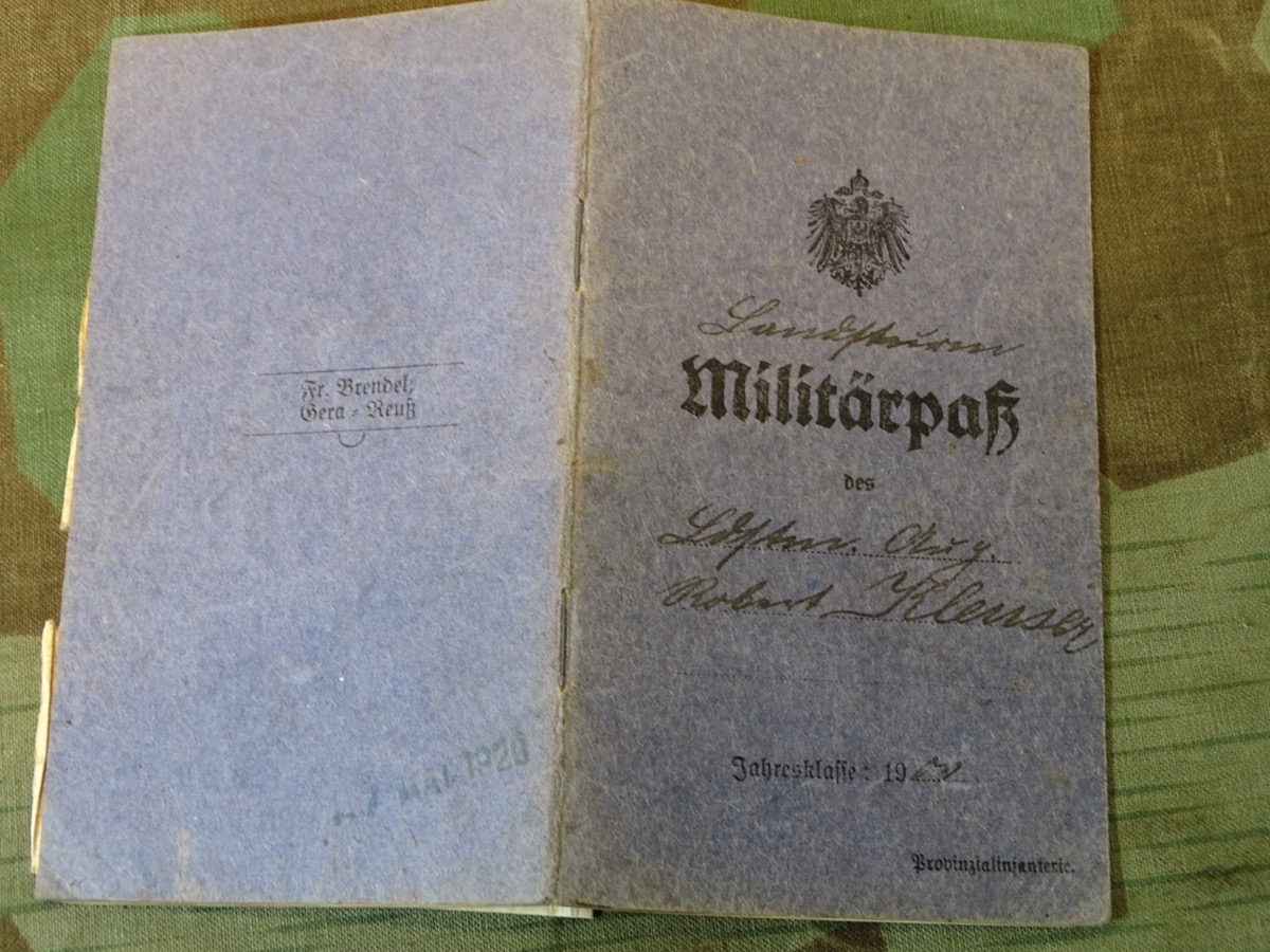 Militärpass Robert K. aus Barmen, Niederrh. Füss. Rgt. No 39
