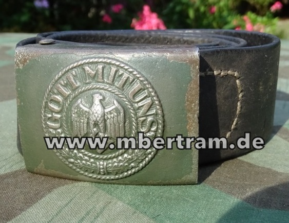 Wehrmacht Koppelschloss, Stahl, durchgeprägt, mit spätem Riemen