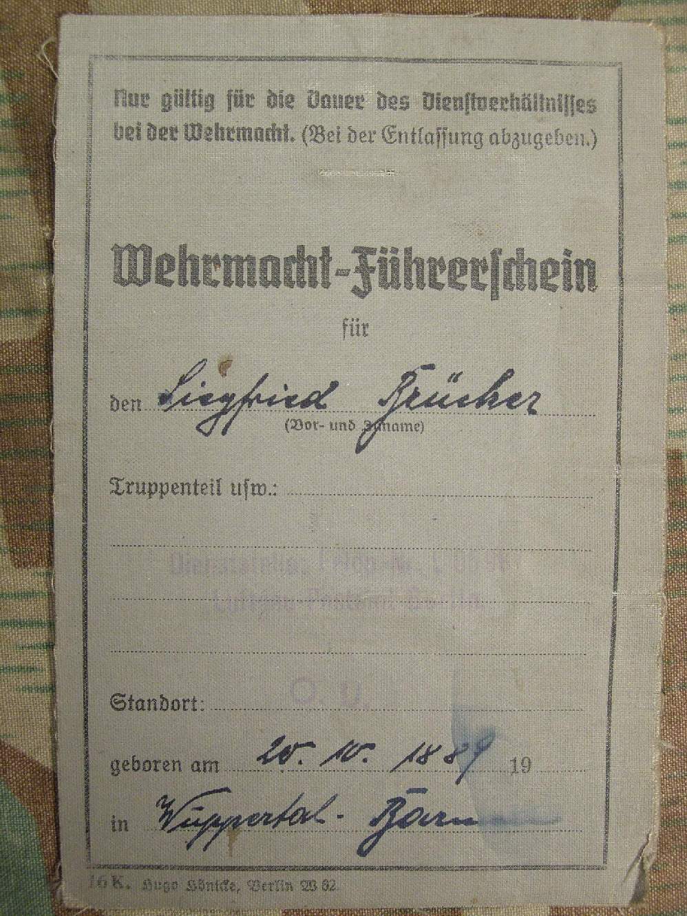 WH Führerschein Kl.2,3, Generator KFZ, Luftgaukdo Dresden
