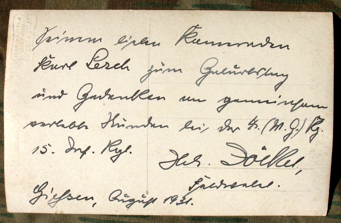 Reichswehr Feldw., Säbel, Schirmmütze. 4.Mg.Kp.Inf.Rgt.15