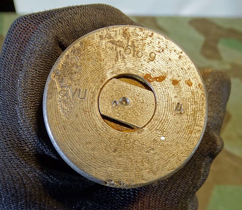 3,7 cm Flak Deko Spreng Patrone, Eisenhülse, Geschoss mit Resten v. Originalfarbe, Leuchtspurhülse