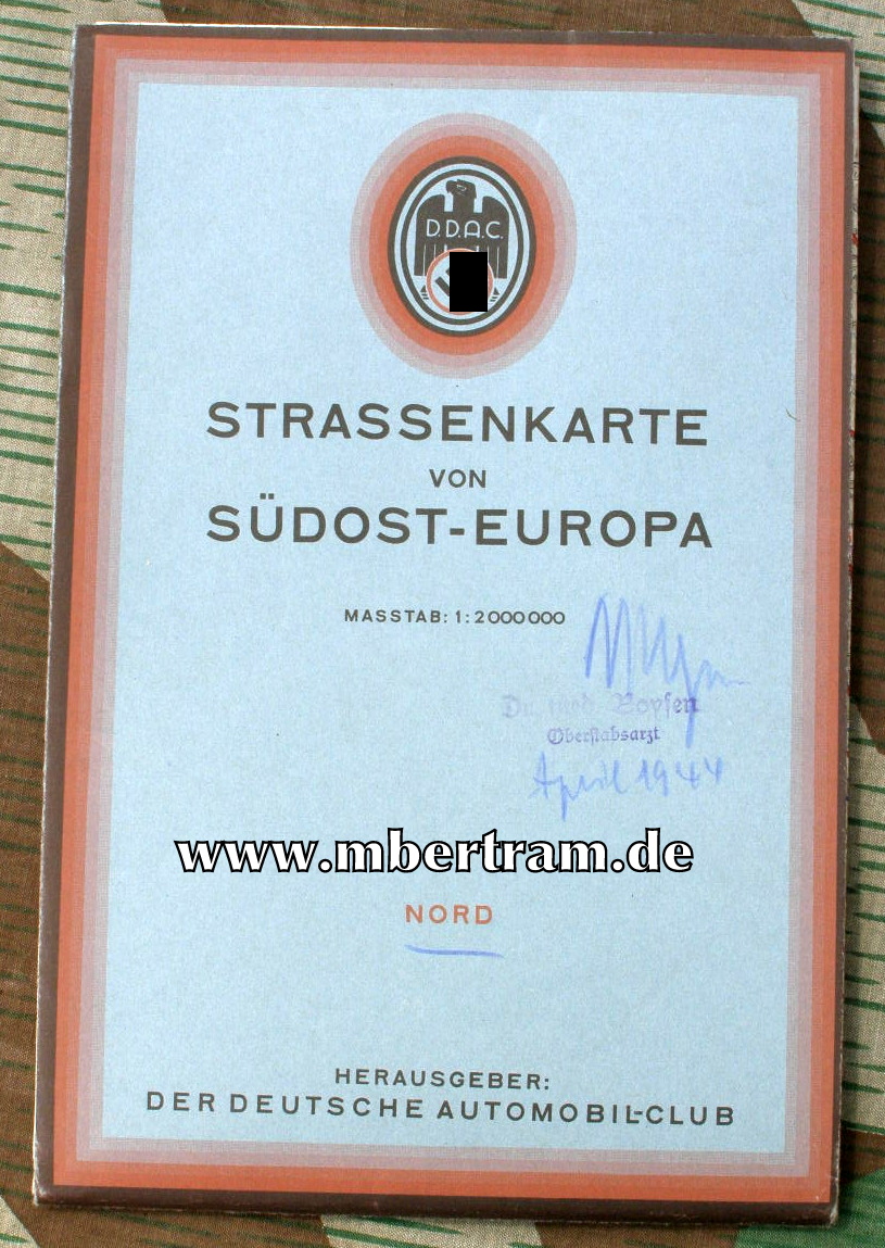 DDAC Karte Süd-Osteuropa, Dr. Boysen, Oberstabsarzt, 1944