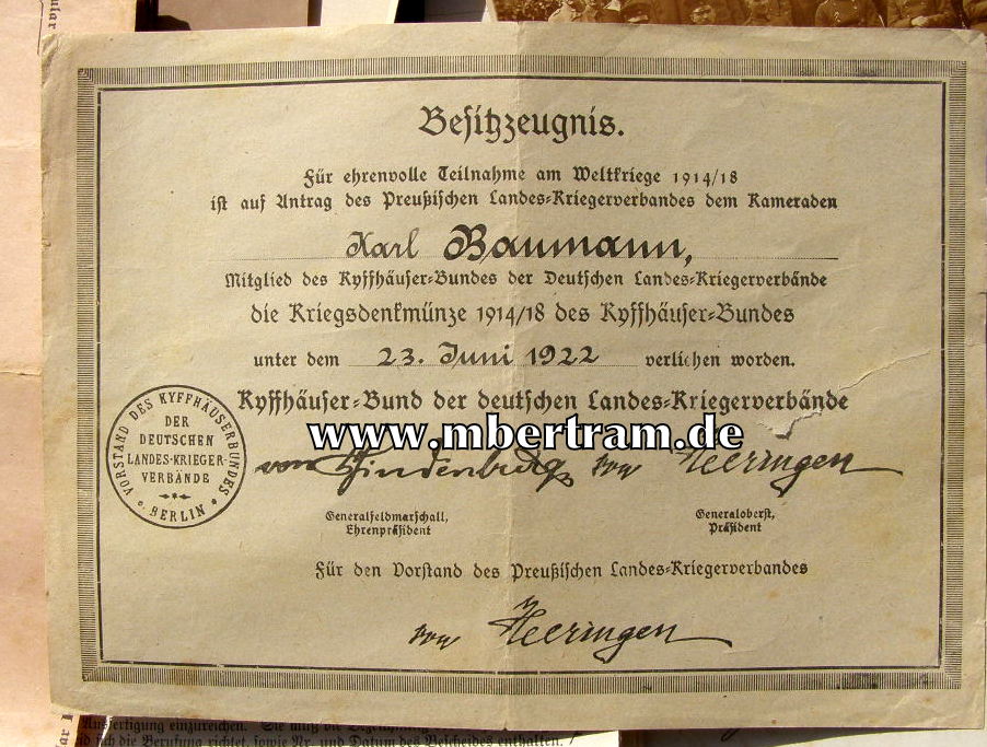 12438-5 Dokumenten: 2. Kp. Inf. Rgt. 137, Urkunde EK2...
