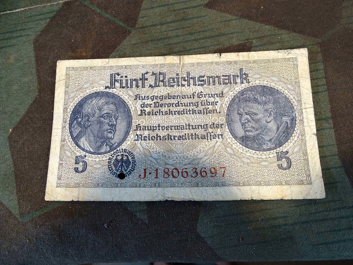 5 Reichsmark 30er / 40er Jahre, Original Geldschein aus dem 3 Reich