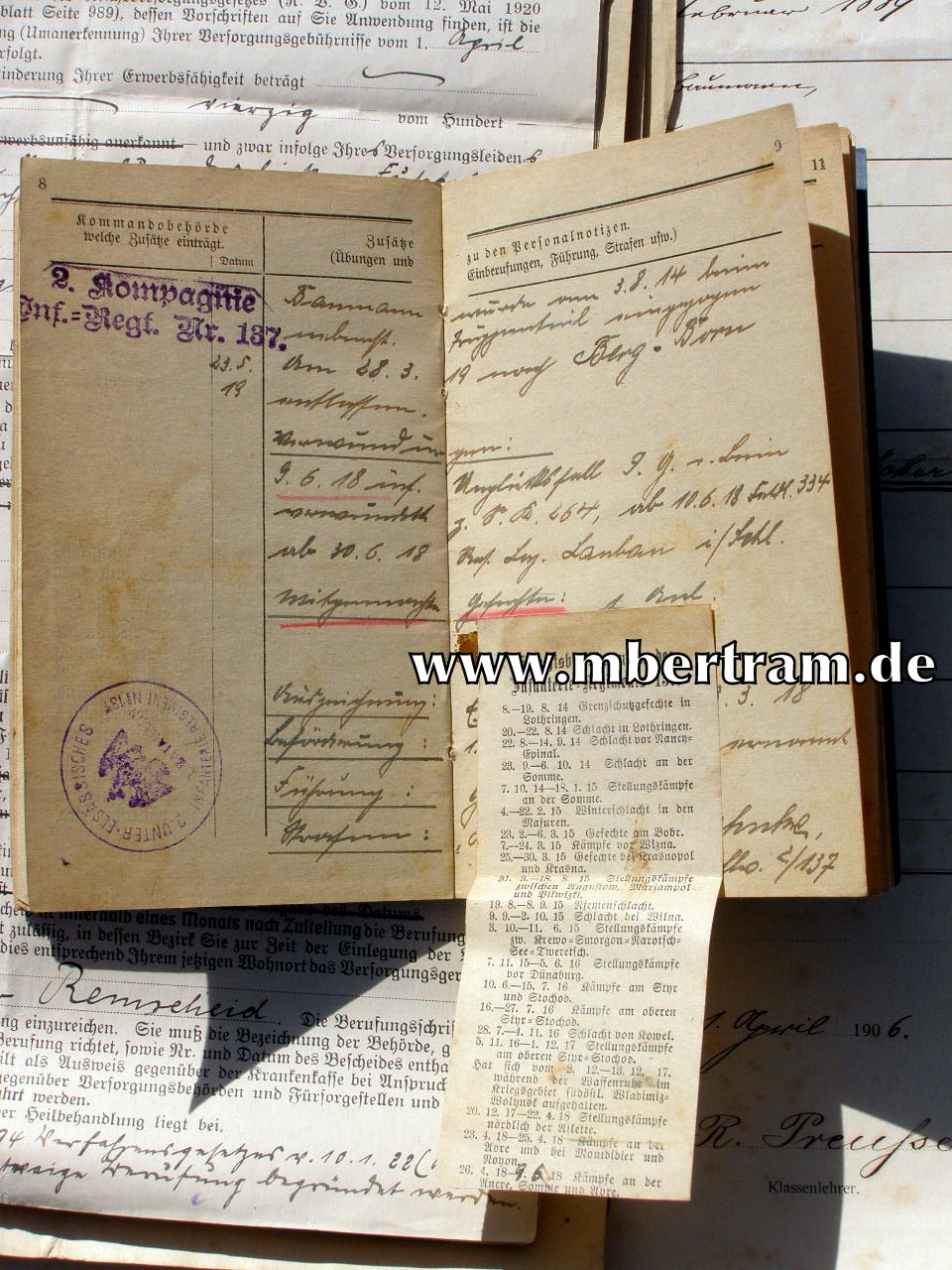12438-17 Dokumenten: 2. Kp. Inf. Rgt. 137, Urkunde EK2...