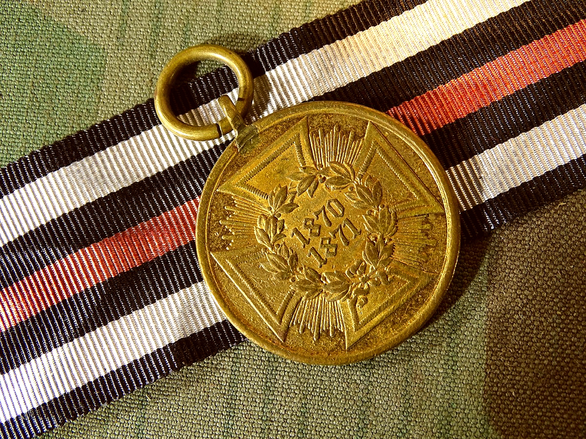 Kriegsdenkmünze 1870/71, Buntmetall mit Band, Buntmetall