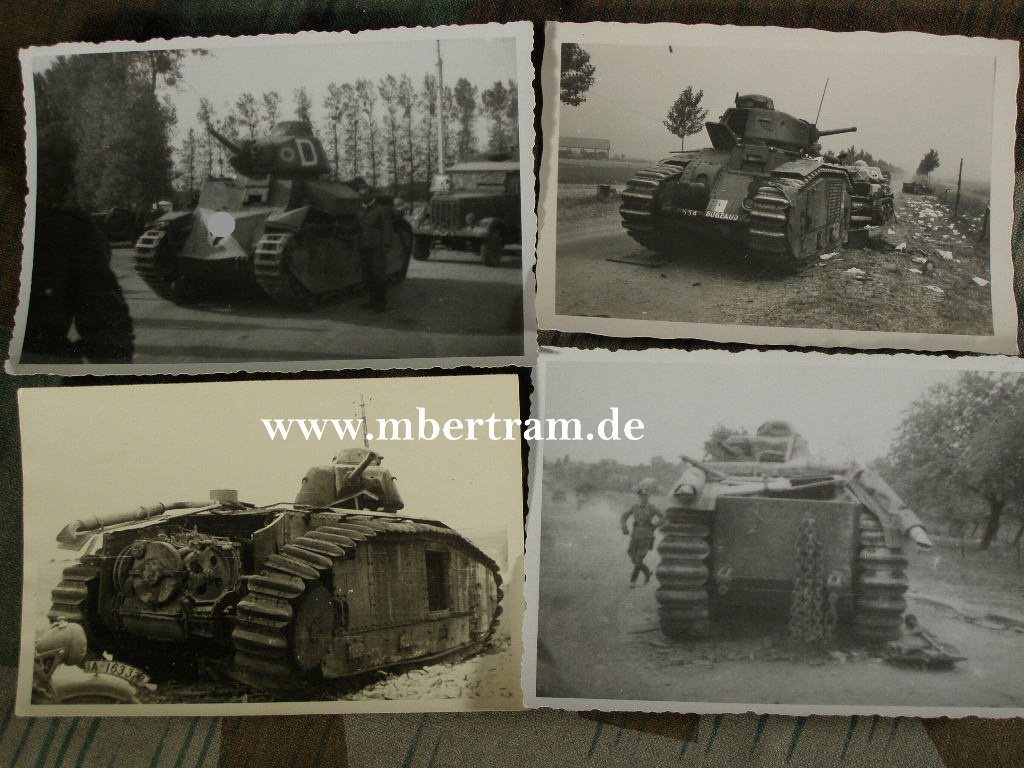 4 Fotos fanzösischer Beutepanzer, Frankreichfeldzug