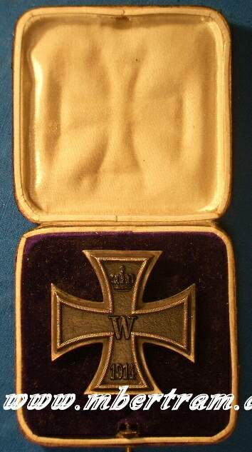 Eisernes Kreuz 1. Klasse 1914 mit Verleihungsschatulle