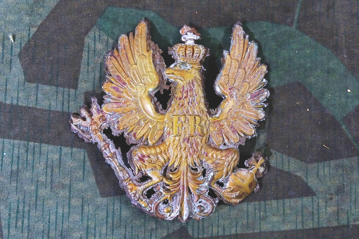 Helmadler für Pickelhaube, galvanische Nachfertigung, unfertig
