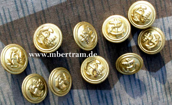 10 gleiche Kriegsmarine/Reichsmarine Knöpfe, 24 mm