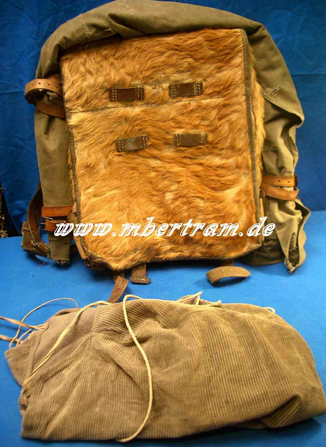 Tornister von 1917, Packriemen, Zeltbahn, Tarnhülle