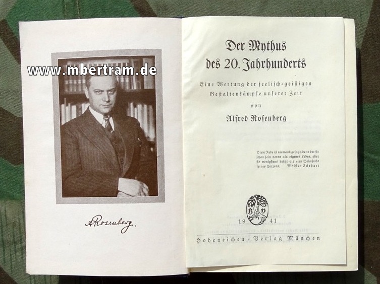 Rosenberg, Alfred : Der Mythos des 20.Jahrhunderts, 1941, 712 S.