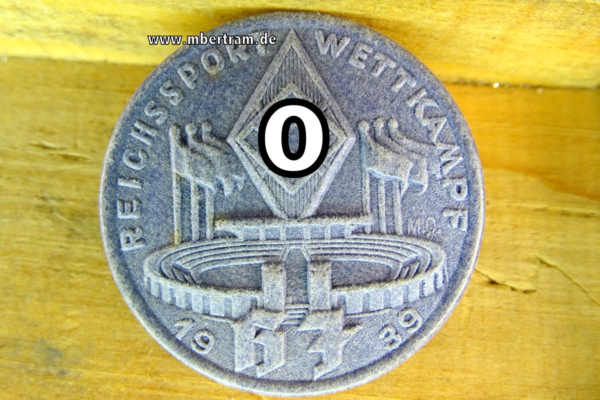Treffabzeichen HJ Reichssportwettkampf 1939, Pappe, blau