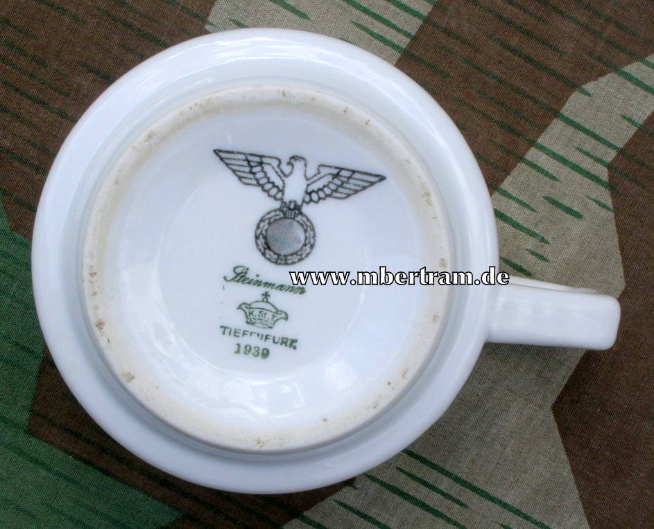 WH Heer Porzellan Kaffeetasse, Steinmann Tiefenfurt 1939