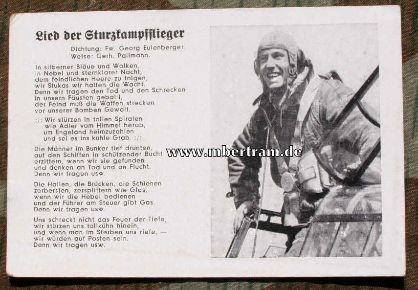 Propaganda Postkarte "Lied der Sturzkampfflieger "