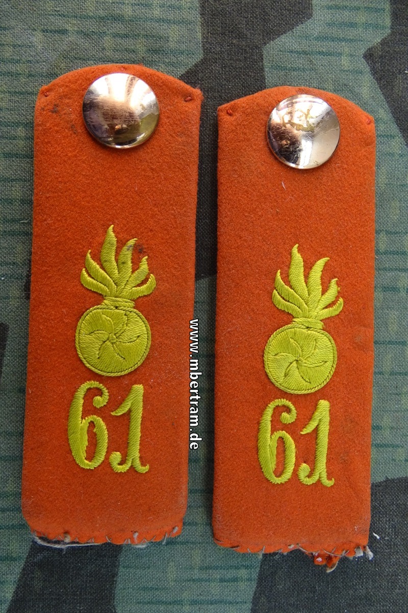 Paar Schulterklappen Großherzogliche Hessisches Feldartillerie-Regiment Nr. 61