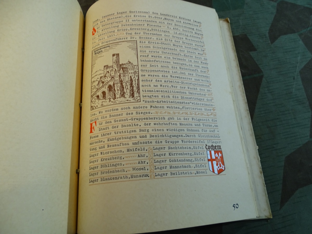 Gau Chronik über die Anfänge des Arbeitsgaues XXIV Mittelrhein. Seltenes und aufwendig gestalltetes Buch-