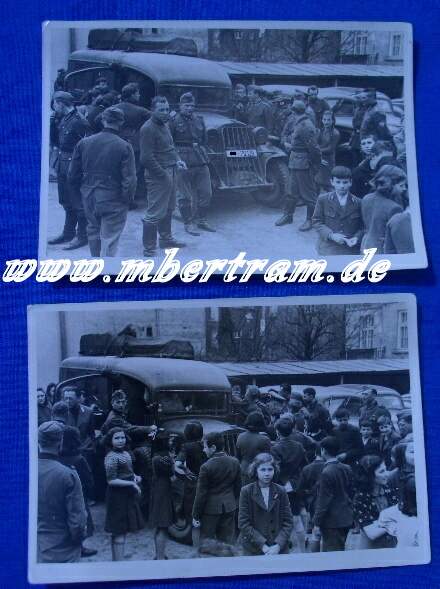 2 Fotos: SS LKW Propagandakompagnie i. Bulgarien, 9x13cm