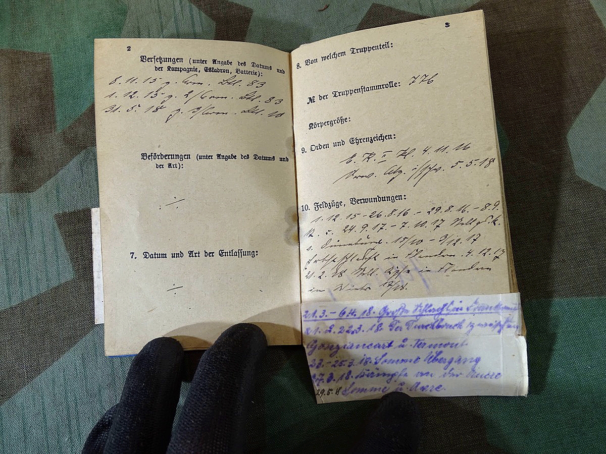 Militärpass u. Ers. Res. Pass 1915-1918- 1.Weltkrieg, Flandern, Somme, Armierungs Btl. 10, 3. Cp. Militärpass u. Ers. Res. Pass 1915-1918- 1.Weltkrieg, Flandern, Somme, Armierungs Btl. 10, 3. Cp.