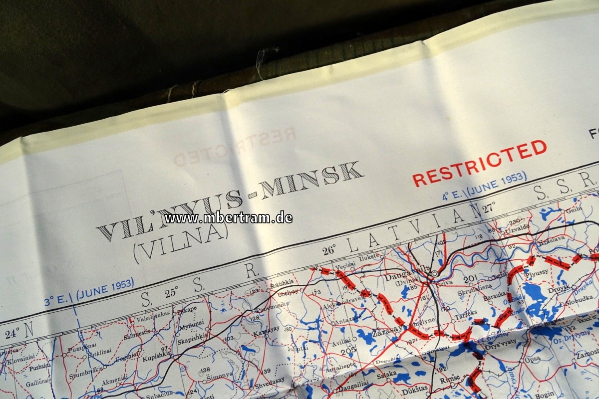 US Fliegerkarte Vilnius- Minsk, 1944/1952, Amsterdam, HH, Berlin Warschau