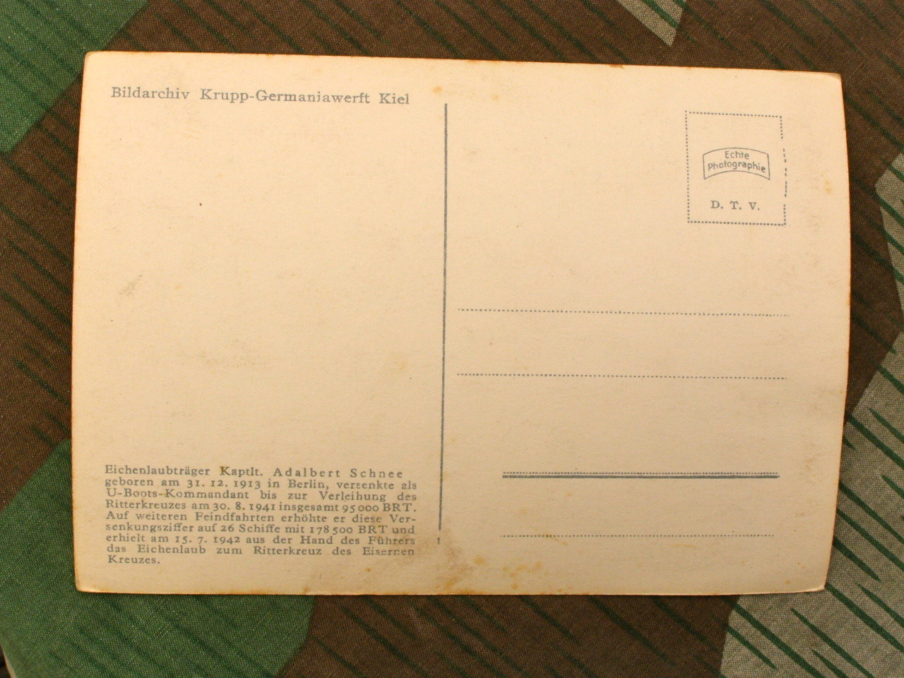 Kapitänleutnant Adalbert Schnee, U-Boot Kommandant
