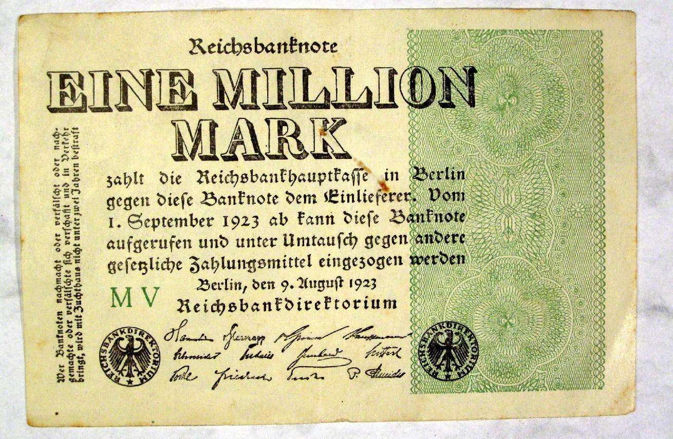 Reichsbanknote 1 Million Mark, Originalschein 20er Jahre