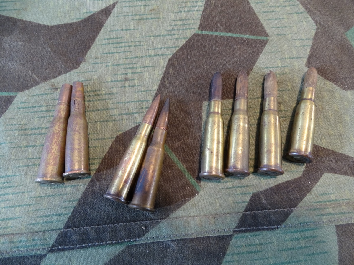 8 verschiedene Deko Patronen 1. Weltkrieg- wohl 8x50 Lebel ?  