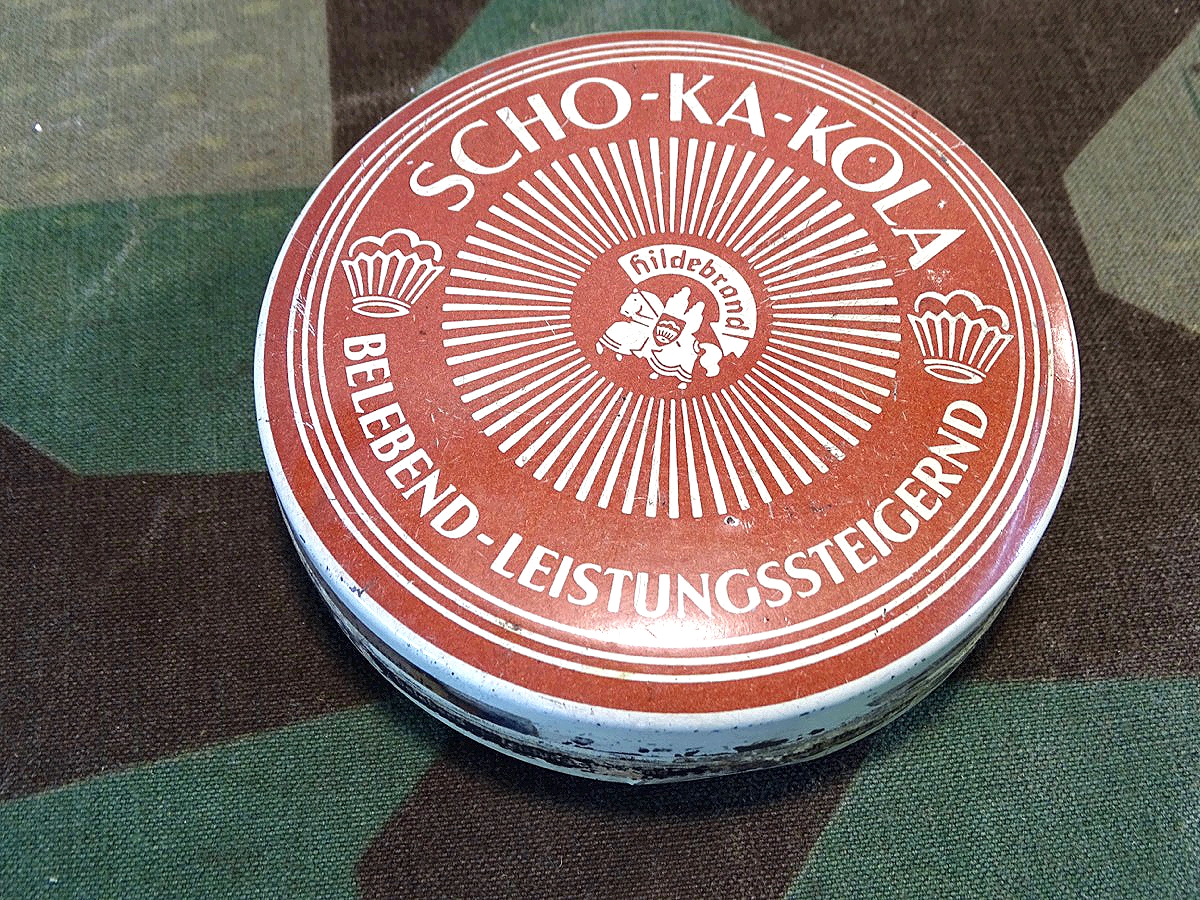 Scho-Ka-Kola Dose von Hildebrand, Berlin DWRZ ( Deutsches Reichs Warenzeichen ) um 1938