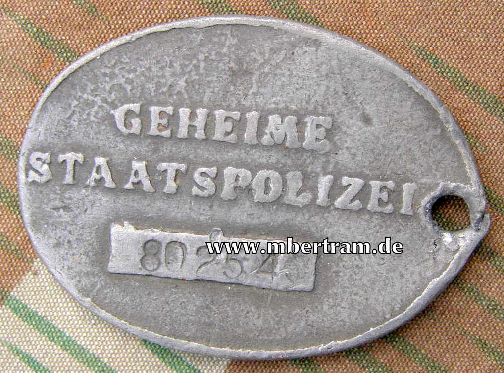 Replik, Dienstmarke " Geheime Staatspolizei" ( Gestapo)