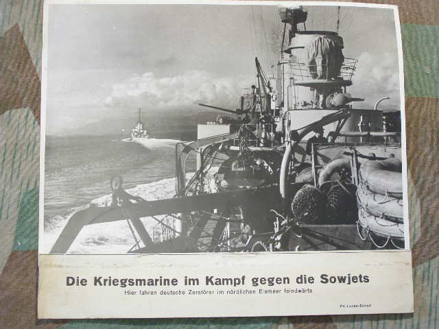 Pressefoto Kriegsmarine Zerstörer im nördl. Eismeer, 17x24