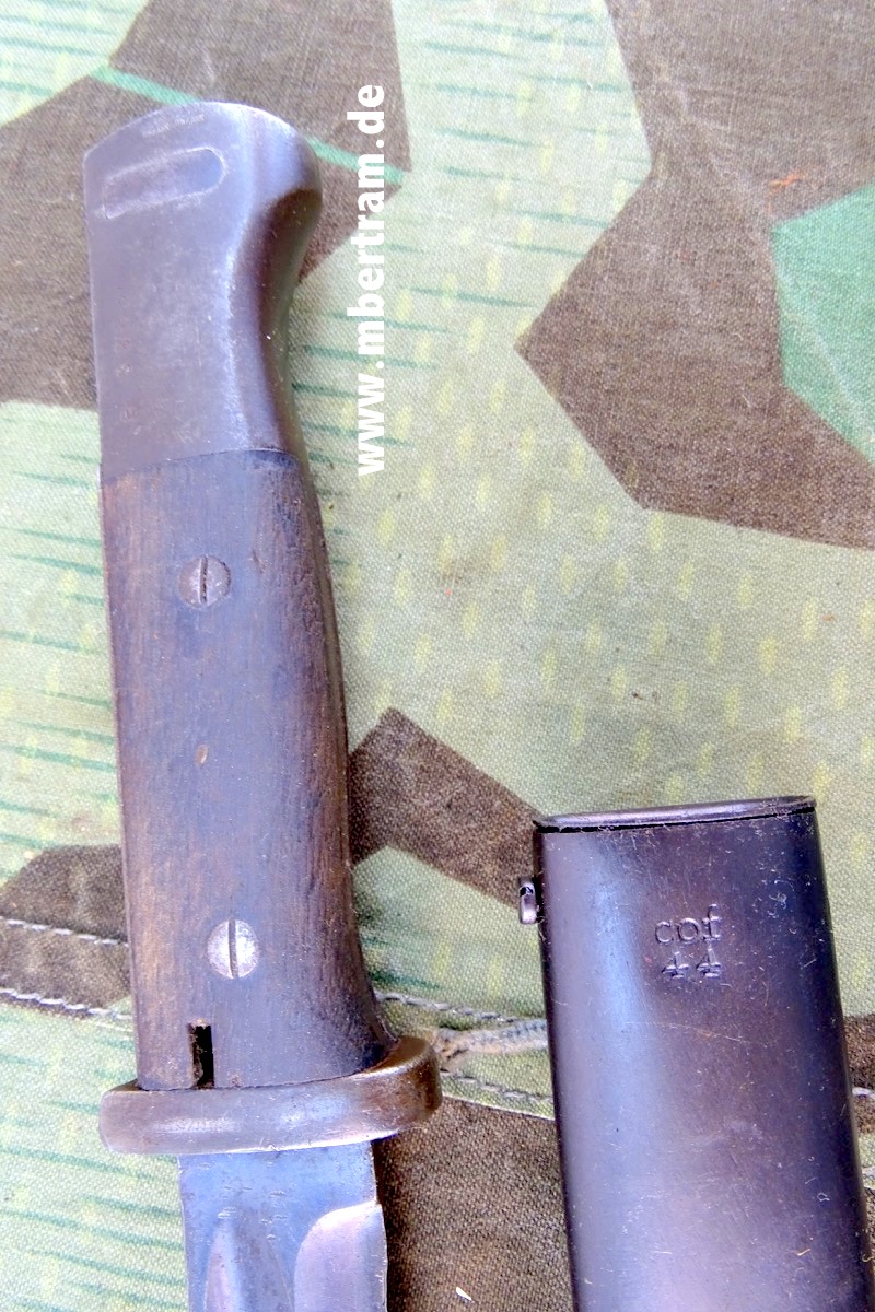 17634-3 Seitengewehr SG 84/98 um 1936, Holzgriffschalen, Repro Scheide