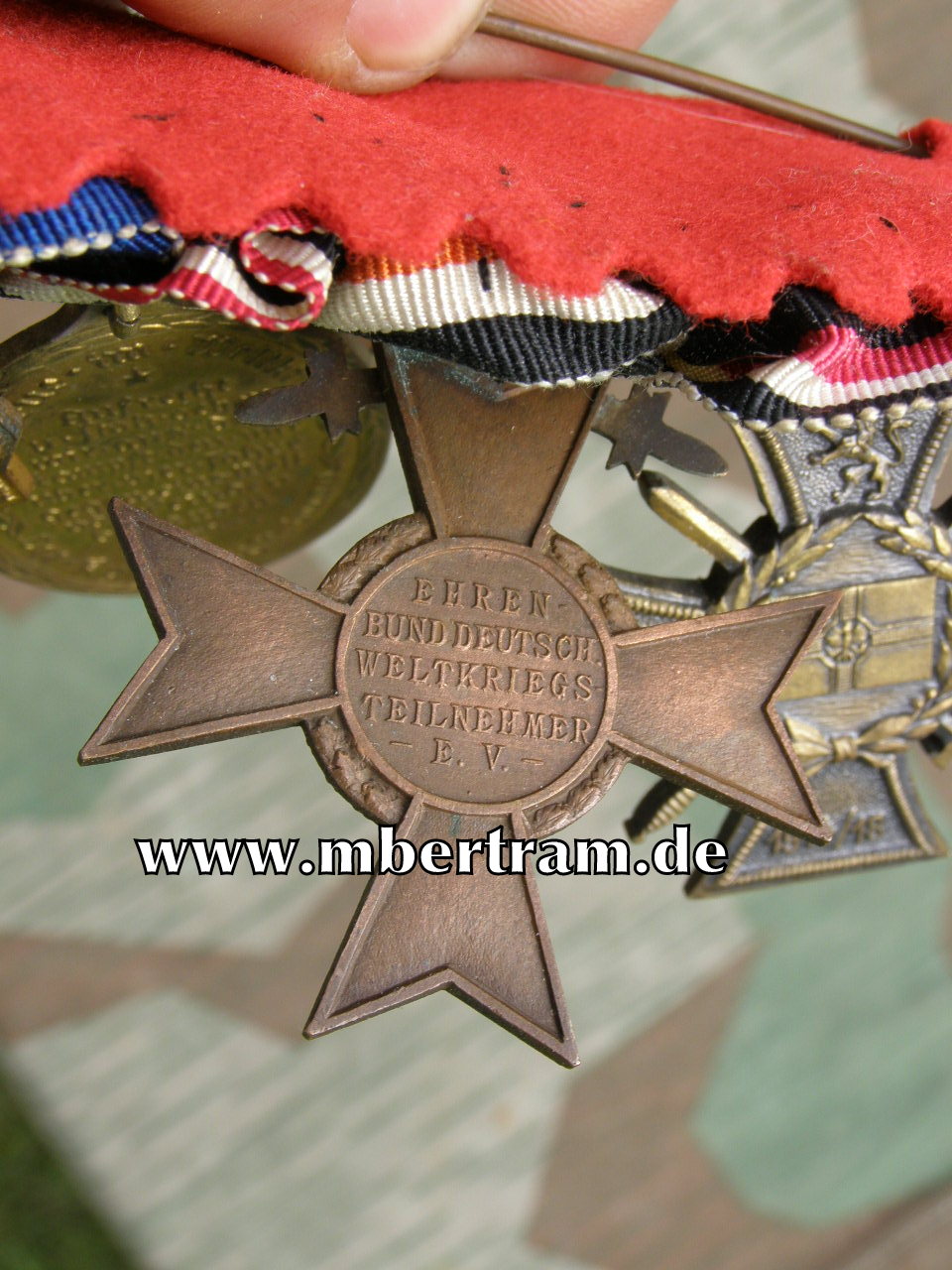 11733-4 4er Ordensspange, 1. WK Teilnehmer, 2. Garde Dragoner Rgt.
