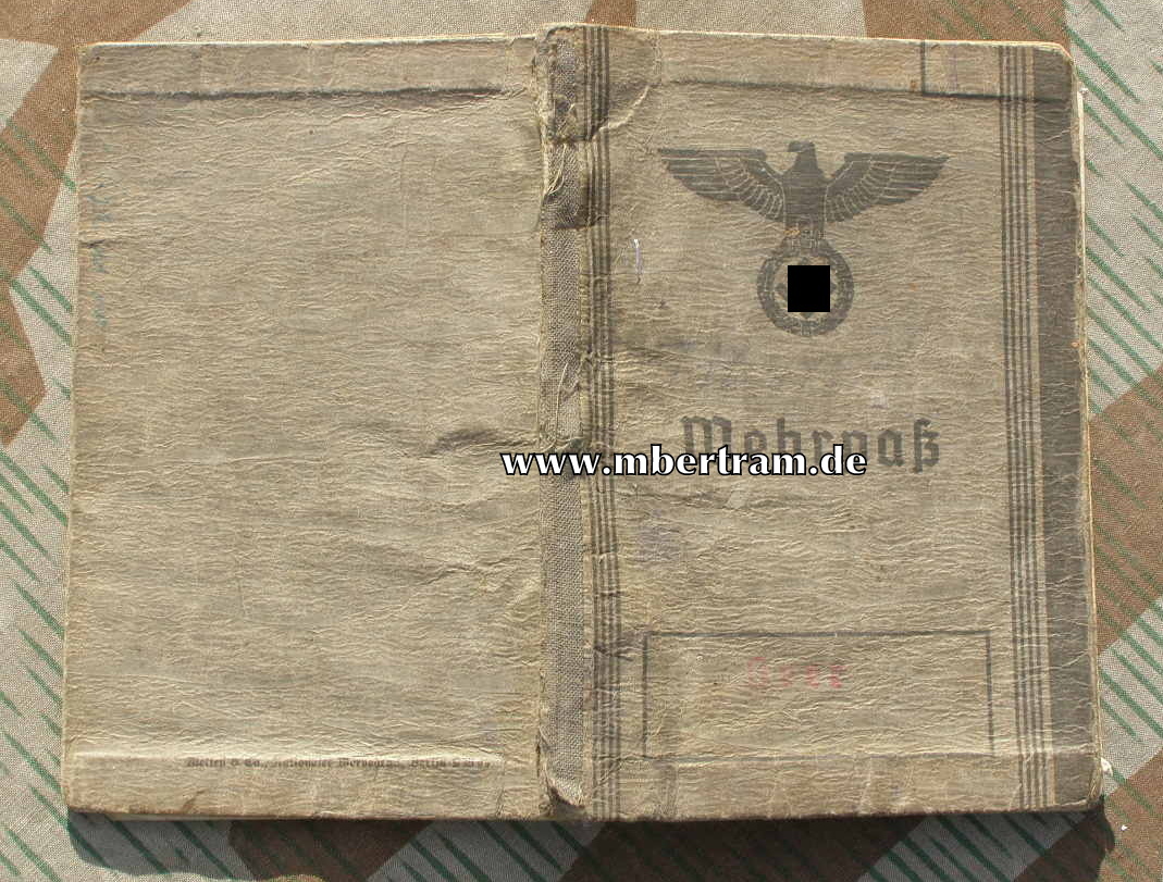 Wehrpass, Urkunde, 11.Inf.Div., Signatur Gen. G. Feyerabend