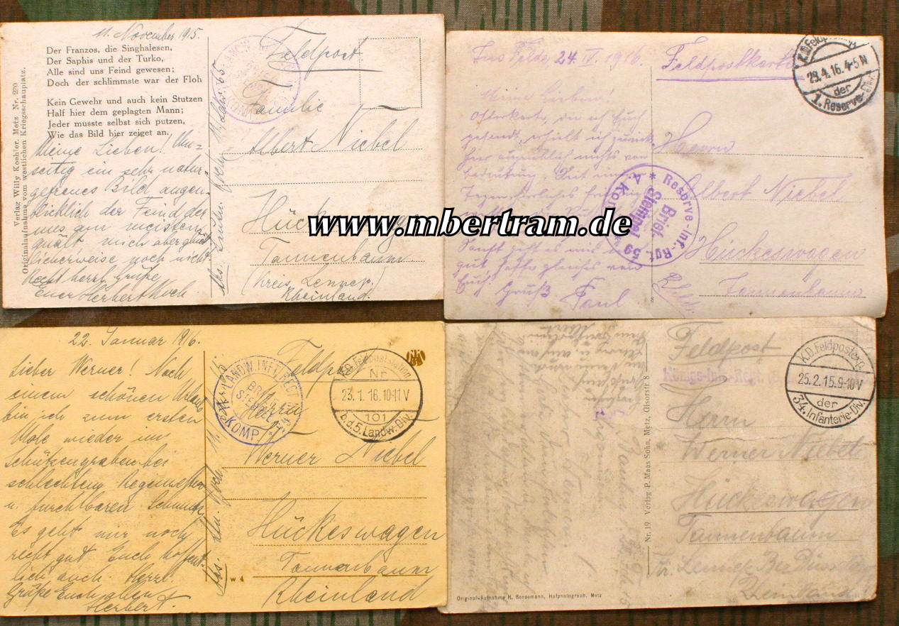 10740-9 35 Feldpostkarten 1. WK, Königl. Landwehr Inf. Rgt. No. 65