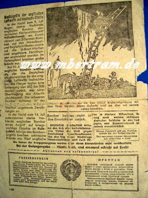Propagandaflugblatt,1942, UDSSR f. dt.Truppen, Passierschein
