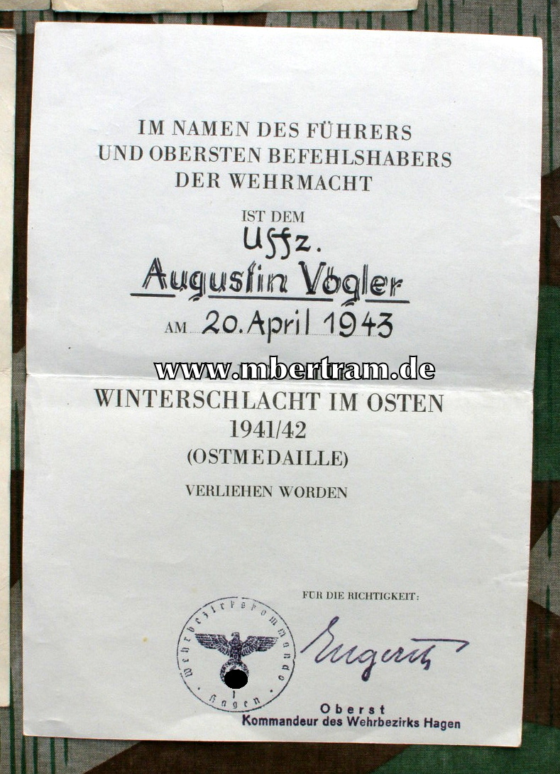 Urkunden: 4.Str.Bau Btl. 584, Uffz., EK 2, Ostmed. Brief...