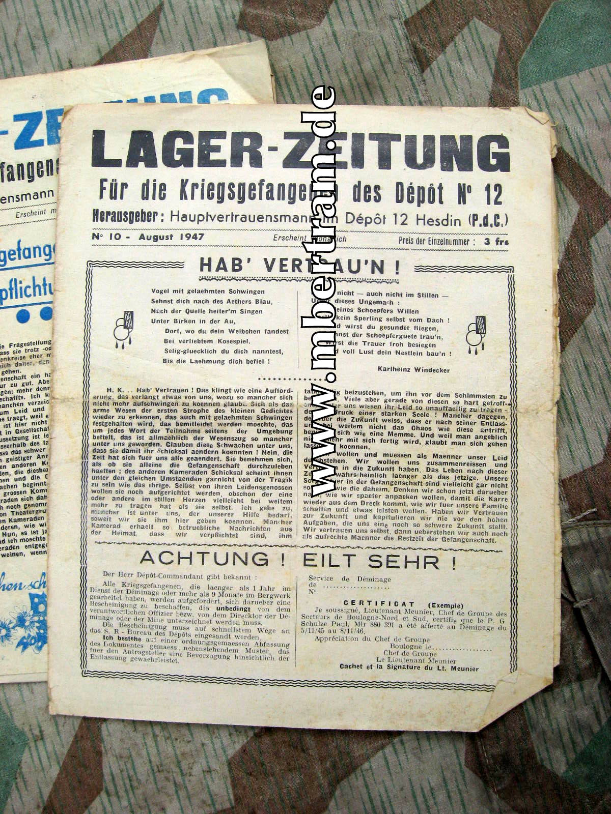 12982-11 Kriegsgefangenen Zeitung, Depot No. 12, Hesdin 1946/47/48