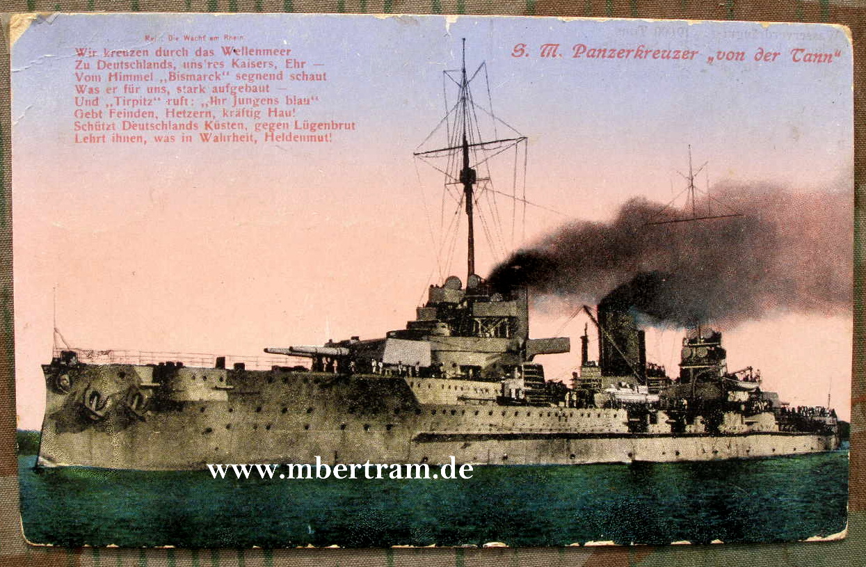 Marine Schiffspost SMS Panzerkreuzer von der Tann, 1915
