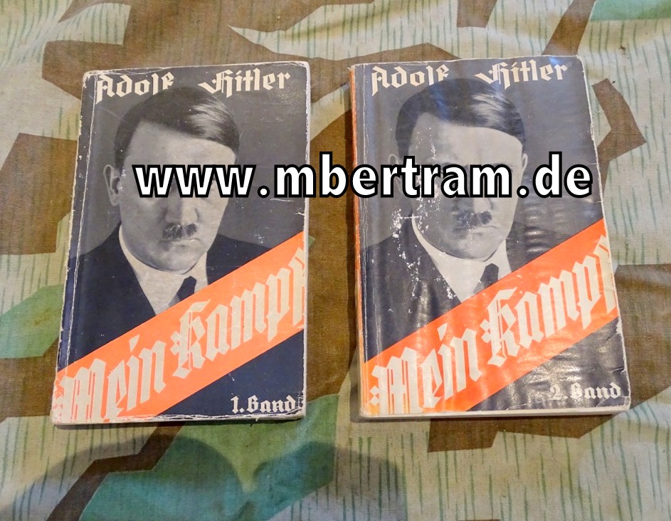 Adolf Hitler: "Mein Kampf", Ausgabe in 2 Büchern, Widmung Lg.Nachr. Abt. Holland