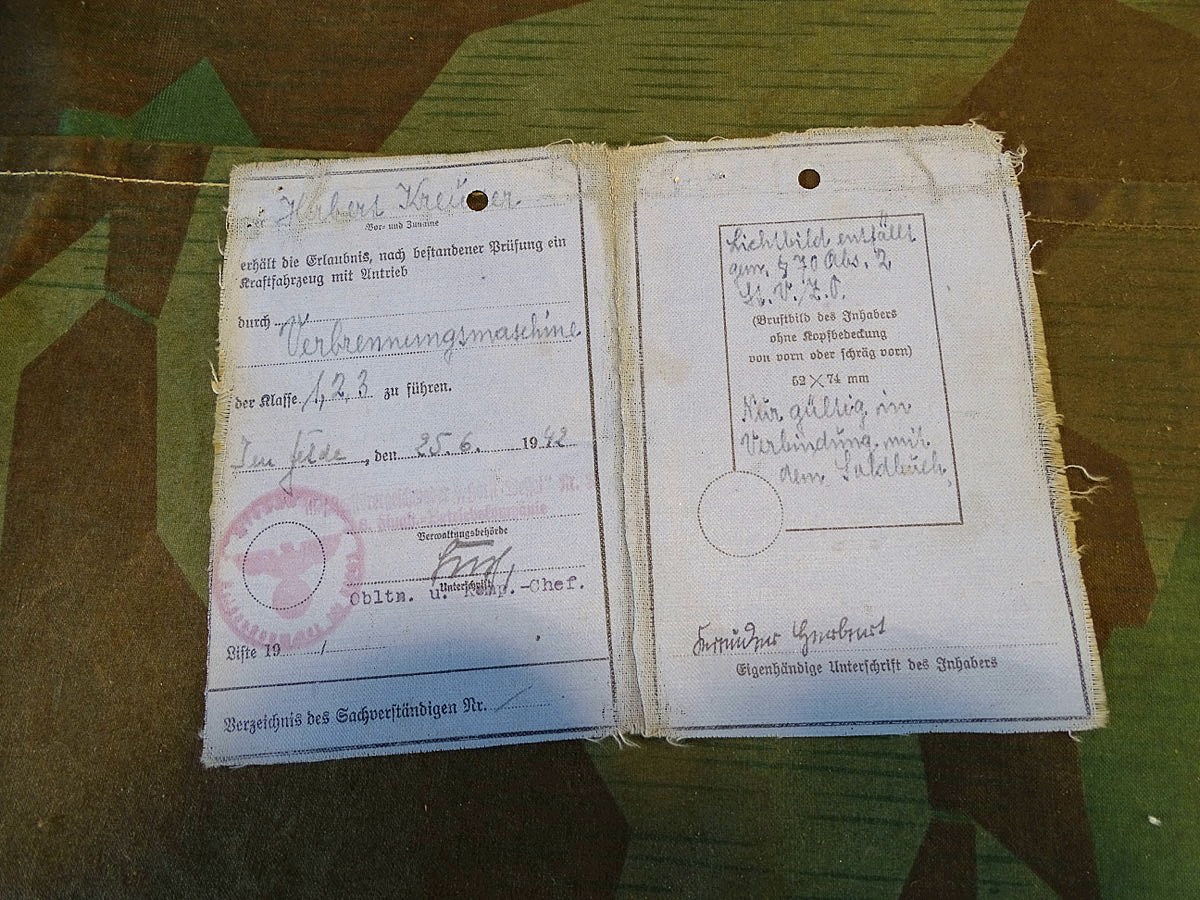 Luftwaffen Führerschein H.Kreuder , III Jagdgschwader Horst Wessel