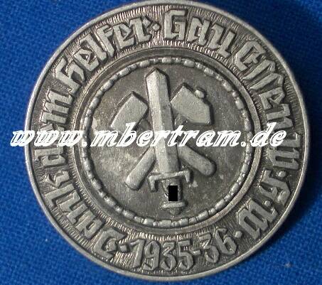 WHW, 1935/36 Dank dem Helfer, Gau Essen, Aluminium