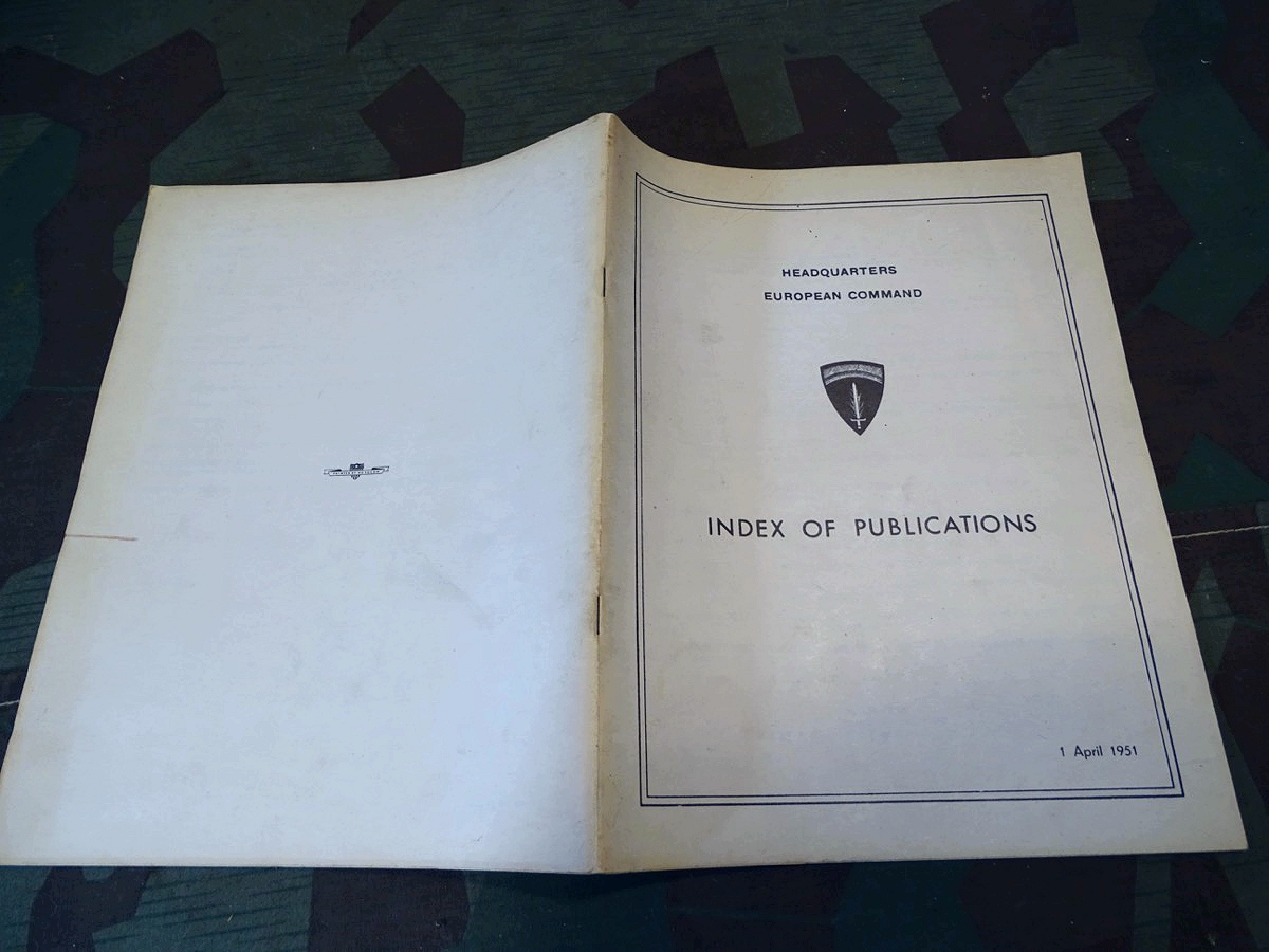 Headquarters European Comand " Index of Publications " Übersicht von Dienstanweisungen 1951, Selten 