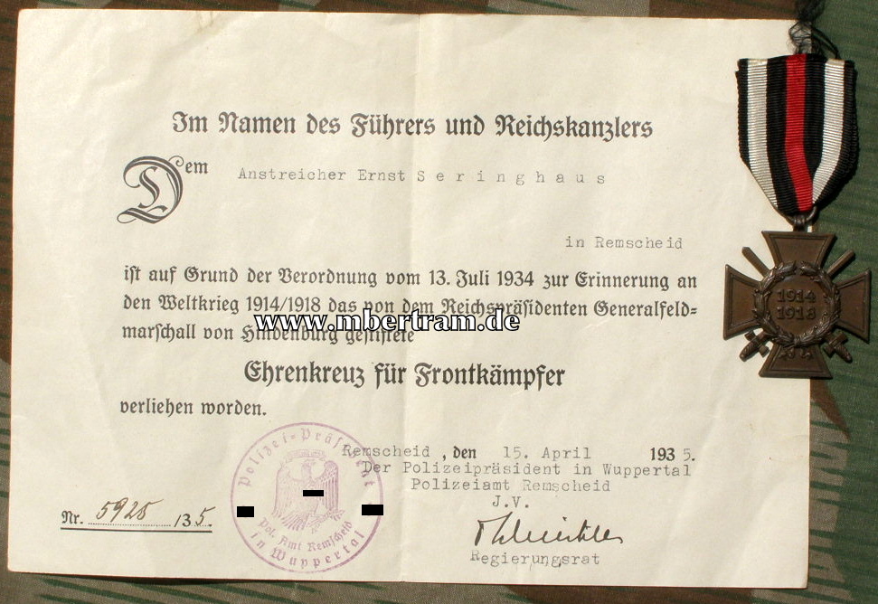 11560-15 Orden, Urkunden: Ehrendenkm. Landw. DA, Ehrenkr., Kyfh.