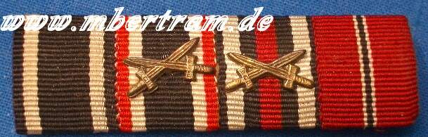 4er Bandspange, EK2 1914, KvK, Ehrenkr.f.Frontk. Ostmedaille